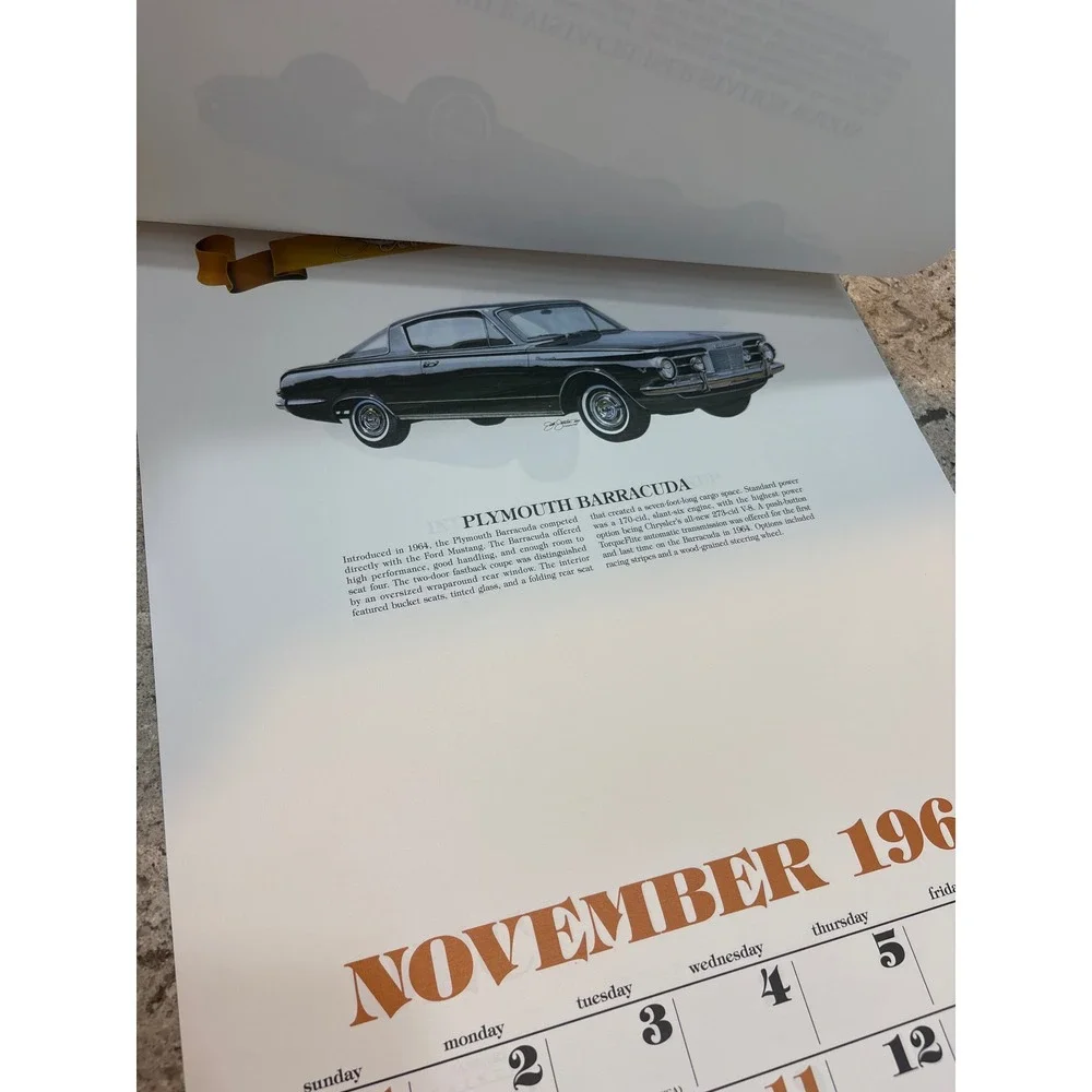 Automemories 1964 Classic Car Calendar Lincoln Mustang Thunderbird Barracuda